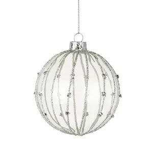 Glitter Stripe Ball Ornament (Set of 6)