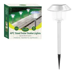 4PK S/S Solar LED Oblique Cap Stake Light