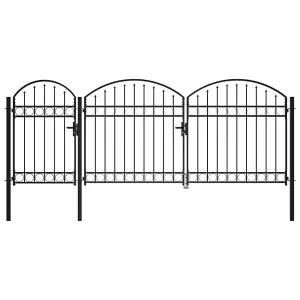 Berkfield Garden Fence Gate with Arched Top Steel 2.25x4 m Black