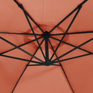 Berkfield Cantilever Umbrella with LED Lights and Steel Pole Terracotta