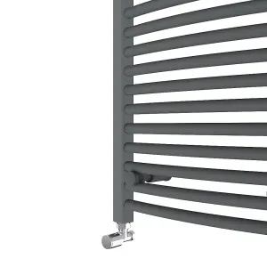 Rinse Curved Bathroom Heated Towel Rail Warmer Radiator Central Heating Anthracite - 1200x450mm