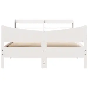 Berkfield Bed Frame with Headboard White 140x200 cm Solid Wood Pine