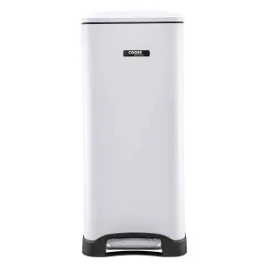 Cooks Professional Dual Recycle Kitchen Pedal Waste Bin 50L White