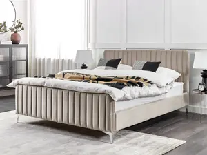 Velvet EU King Size Bed Taupe LUNAN