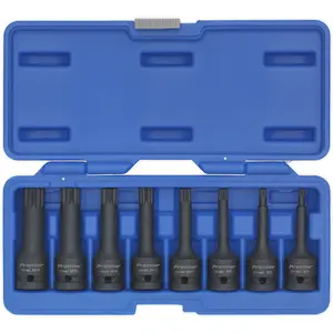 Premium 8 Piece Impact Spline Socket Bit Set - Durable 1/2 Inch Drive in Chromoly Steel