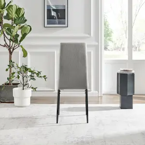 Furniturebox UK Dining Chair - 2x Paloma Grey Fabric Upholstered Dining Chair Black Legs - Contemporary Dining Kitchen Furniture