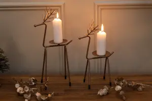 3pc Reindeer Candle Holder Set