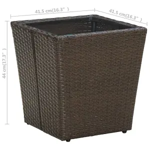 Berkfield Tea Table Brown 41.5x41.5x44 cm Poly Rattan and Tempered Glass