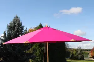 Large Hardwood Garden Parasol Umbrella-3.5M Wide-Pink