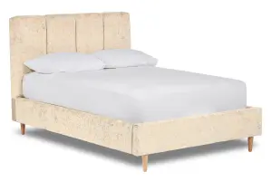 Zen Fabric Bed With Fluted Headboard Panels Bed Base Only 6FT Super King- Pavia Ivory