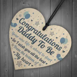 Red Ocean Daddy To Be Gift Wooden Heart Congratulations Gift Baby Shower Gift Friendship Gift