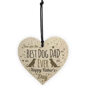 Red Ocean Funny Father's Day Gift Card Wooden Heart Best Dog Dad Gifts Humour Dog Gifts Keepsake