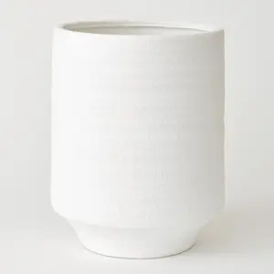 Giant White Terracotta Vase - Modern Vase for Fresh or Artificial Flower Stem Bouquet Arrangements - H30.5 x 25cm Diameter