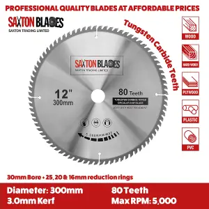 Saxton TCT30080T TCT Circular Blade 300mm x 80T