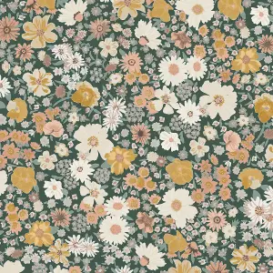 GoodHome Amity Green & Multicolour Floral Embossed Wallpaper