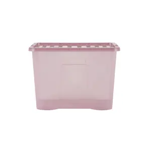 Wham Crystal 8 x 80L Plastic Storage Boxes with Lids. Large Size, Strong. Made in the UK Tint Dusky Orchid