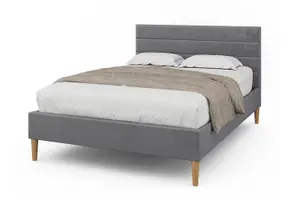 Oscott Grey Plush Velvet Bed King Size Frame 5ft