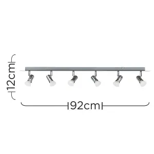 ValueLights Consul Silver Ceiling Bar Spotlight and GU10 Spotlight LED 5W Cool White 6500K Bulbs