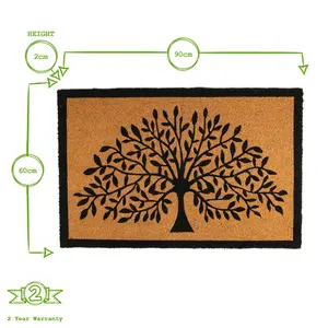 Coir Door Mat - Tree of Life Rectangle 90 x 60 cm