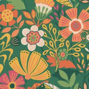 Envy Oopsy Daisy Forest Green Floral Wallpaper