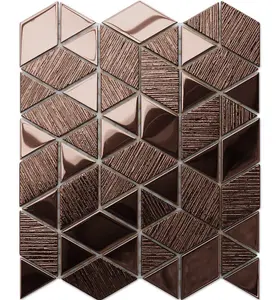 Glass mosaic on mesh for bathroom or kitchen 263mm x 303mm - Copper Wood