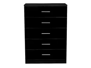 REFLECT 5 Drawer Chest of Drawers in Gloss Black Drawer Fronts and Black Oak Carcass