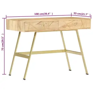 Berkfield Writing Desk with Drawers 100x55x75 cm Solid Mango Wood