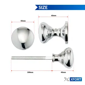 XFORT Polished Chrome Victorian Style Rim Knob