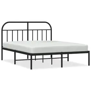 Berkfield Metal Bed Frame with Headboard Black 140x200 cm