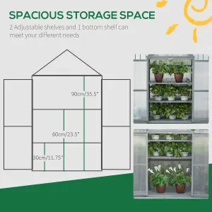 Outsunny 80x47x138cm Wood Cold Frame Greenhouse for Plants PC Board Grey