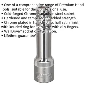 8mm Forged Steel Deep Socket - 3/8" Drive Chrome Vanadium Tool for Professionals & DIYers