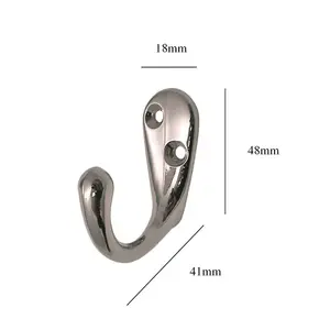 home smart 8 x Polished Chrome Single Coat Hooks, Door & Wall Robe Dress Garment Hangers