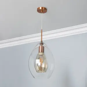 Inlight Batu Satin Copper effect LED Pendant ceiling light, (Dia)250mm