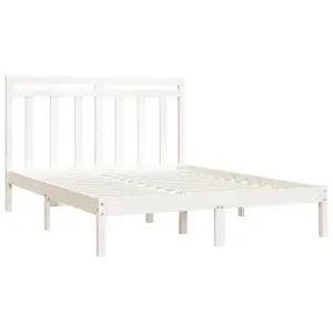 Berkfield Bed Frame White Solid Wood 120x200 cm