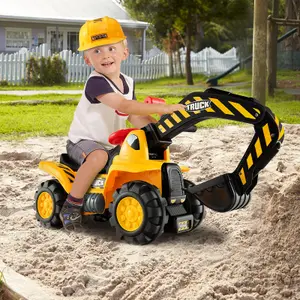 Costway Kids Ride on Toy Excavator Ride on Tractors With Safety Helmet and Toy Stones