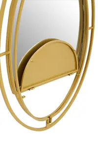 Interiors by Premier Avento Oval Shelved Gold Wall Mirror