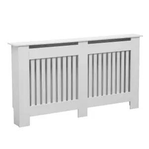 Oypla Large White Wooden Slatted Grill Radiator Cover MDF Cabinet