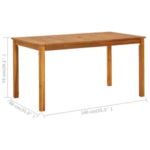 Berkfield Garden Table 140x80x74 cm Solid Acacia Wood