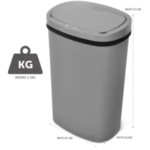 NETTA 50L Plastic Sensor Bin For Kitchen - Grey