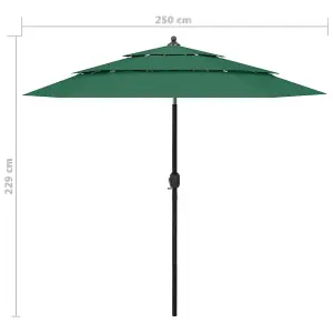 Berkfield 3-Tier Parasol with Aluminium Pole Green 2.5 m