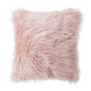 Pink Super Soft Fluffy Faux Fur Shaggy Pillow Cases Cute Decorative Throw Pillow with Zipper Closure 45cm x 45cm