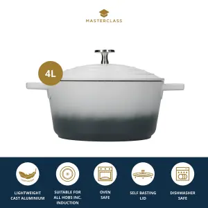 MasterClass Cast Aluminium 24cm Casserole Dish, Grey Ombre