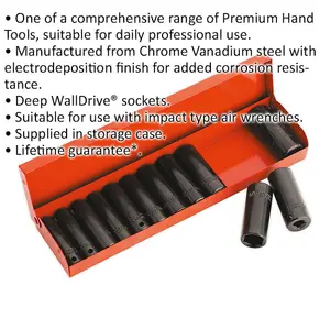 Premium 12 Piece Impact Socket Set - 3/8" Drive Deep Sockets for High Torque Applications