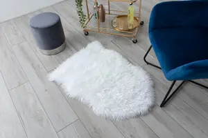 A.Unique Home Luxurious Faux Fur Sheepskin WHITE Rug - 1200GSM Softness for Cosy Comfort - 90cm x 60cm