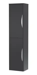 Wall Hung 2 Door Tall Bathroom Storage Unit - 350mm - Soft Black