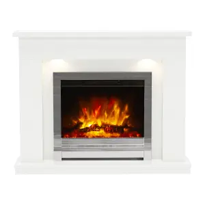 Be Modern Ellenslea White marble Inset Electric Fire suite