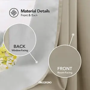 Deconovo Blackout Curtains with Backside Silver Backing to Reflect Sunlights Curtains for Living Room 53 x 95 Inch Beige 1 Pair