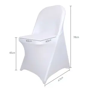 Spandex Foldable White Chair Cover for Wedding Decoration - Pack of 1