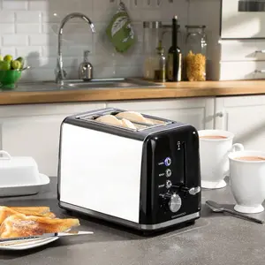 Daewoo Black 3PCs Kensington Collection Matching Pyramid Kettle Microwave & Toaster Set 2-Slice 3000W Rapid Boil