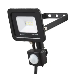 Litecraft Stanley Slimline Black 10 Watt LED IP65 Outdoor Wall Flood Light with PIR Sensor